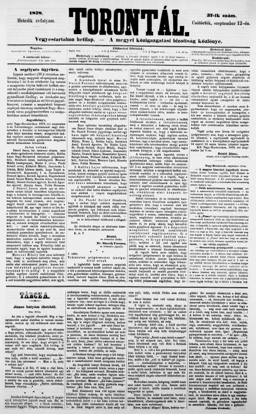 Torontál, 7. évf. 1878. szeptember 12. 37. sz.