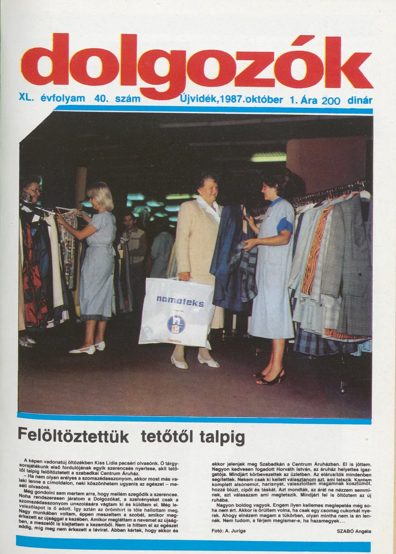 Dolgozók, 41. évf. 1987. október 1. 40. sz.