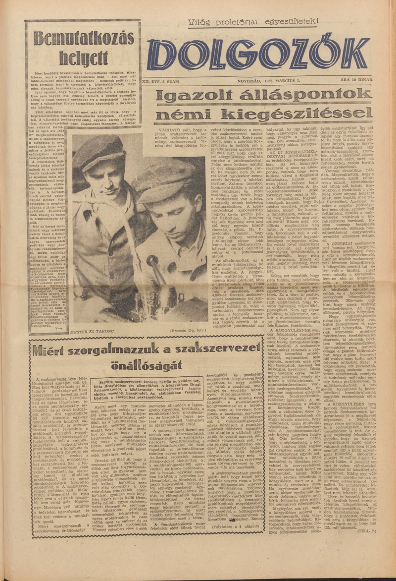Dolgozók, 12. évf. 1958. március 1. 9. sz.