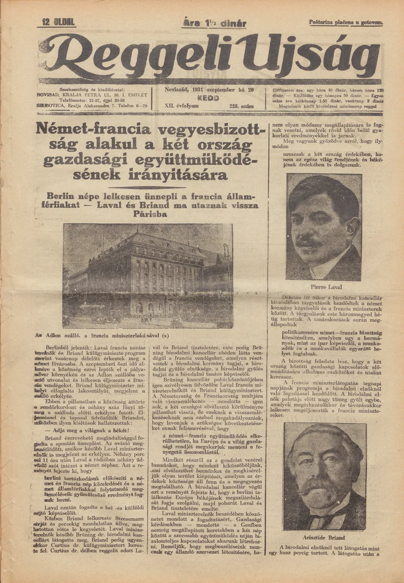 Reggeli Újság, 12. évf. 1931. szeptember 29. 228. sz.