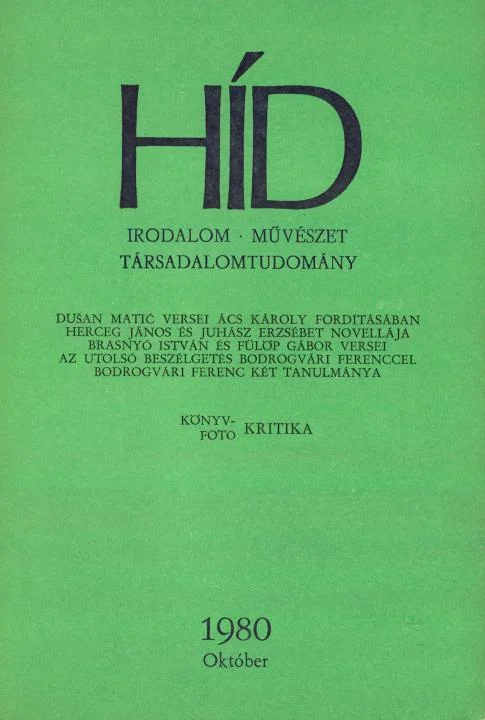 Híd, 44. évf. 1980. október. 10. sz. 1153–1268. oldal