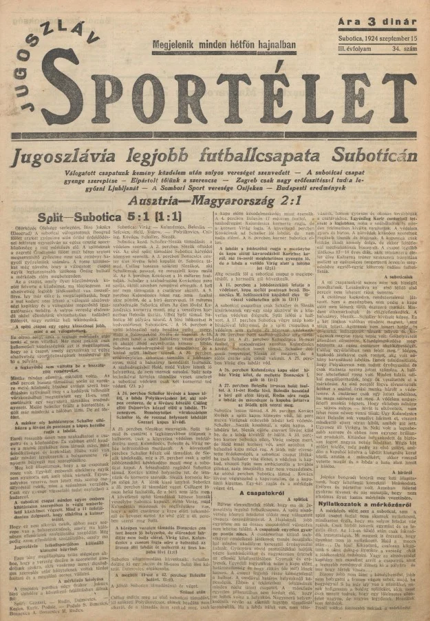 Jugoszláv sportélet, 3. évf. 1924. szeptember 15. 34. sz.