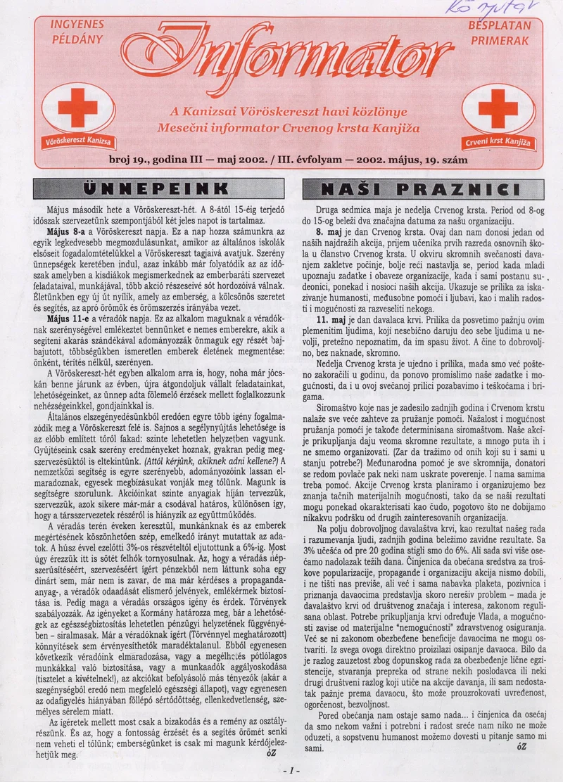 Informator, 3. évf. 2002. május 1. 19. sz.