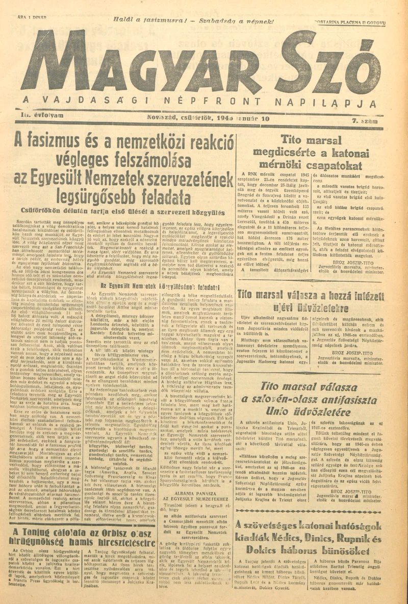 Magyar Szó, 3. évf. 1946. január 10. 7. sz. 1–6. oldal