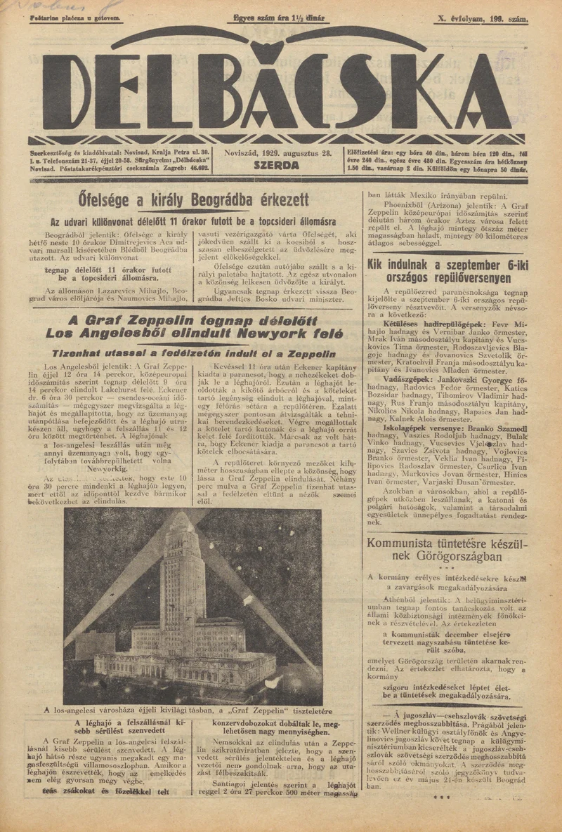 Délbácska, 10. évf. 1929. augusztus 28. 199. sz.