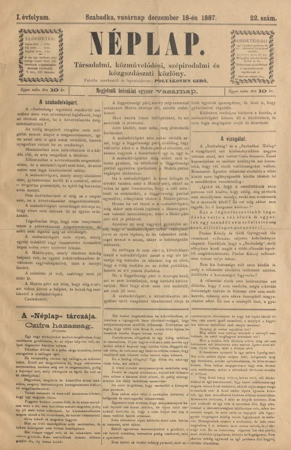 Néplap, 1. évf. 1887. december 18. 22. sz.