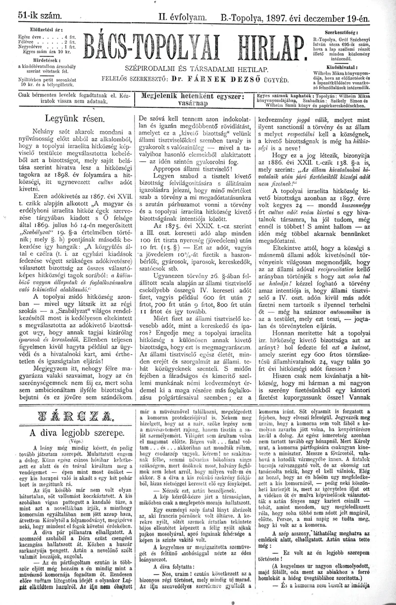 Bács-Topolyai Hirlap, 2. évf. 1897. december 19. 51. sz.