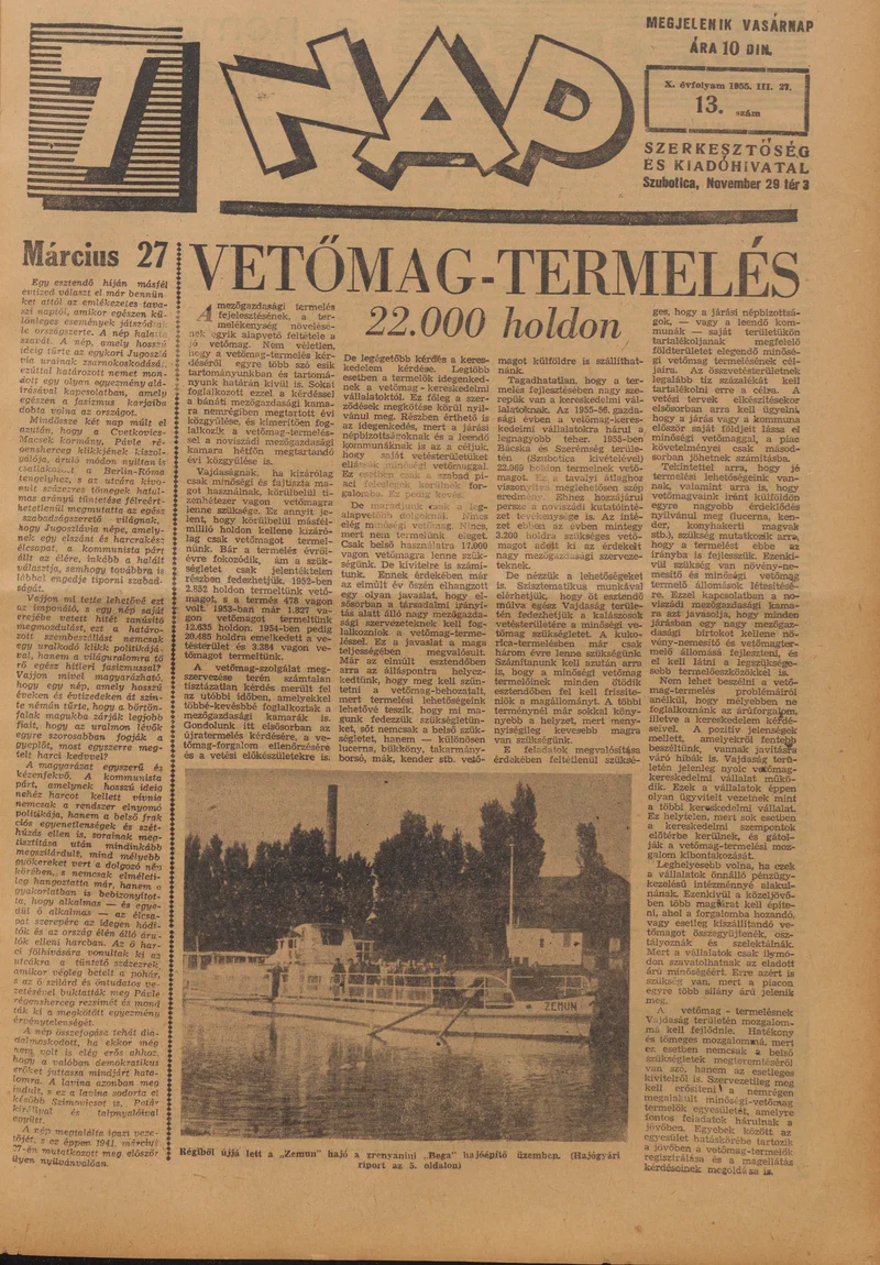 7 Nap, 10. évf. 1955. március 27. 13. sz. 1–16. oldal