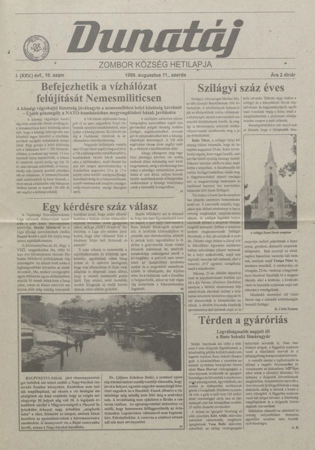 Dunatáj, 1. évf. 1999. augusztus 11. 19. sz.