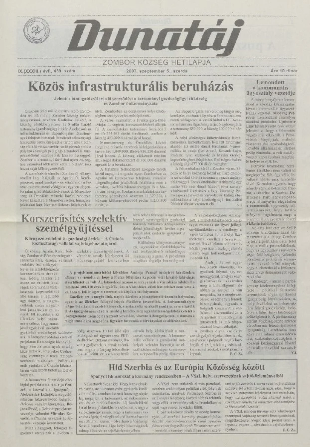 Dunatáj, 9. évf. 2007. szeptember 5. 439. sz.