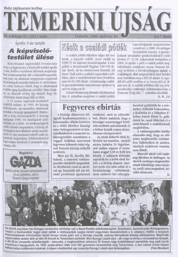 Temerini Újság, 6. évf. 2000. március 30. 13. sz.