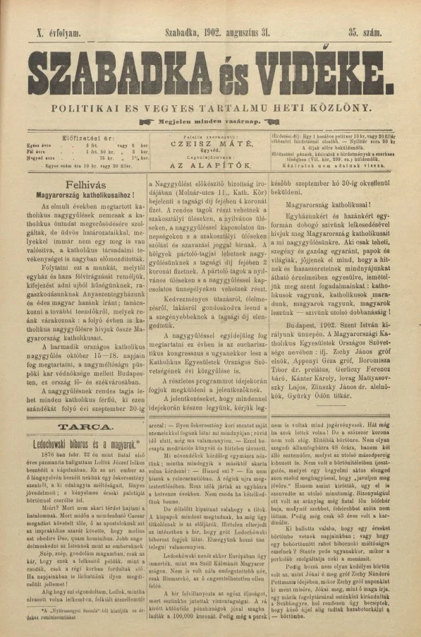Szabadka és vidéke II, 10. évf. 1902. augusztus 31. 35. sz.