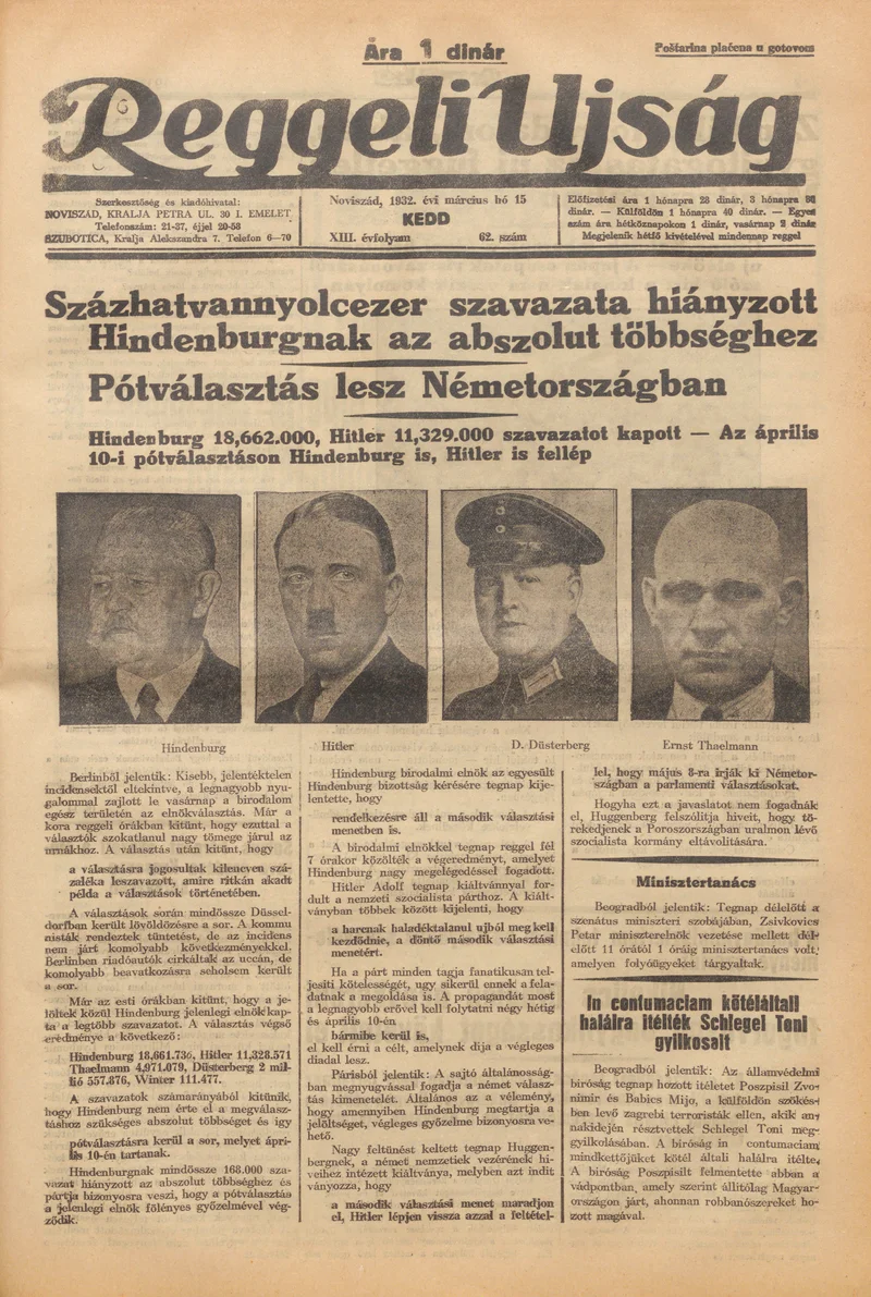 Reggeli Újság, 13. évf. 1932. március 15. 62. sz.