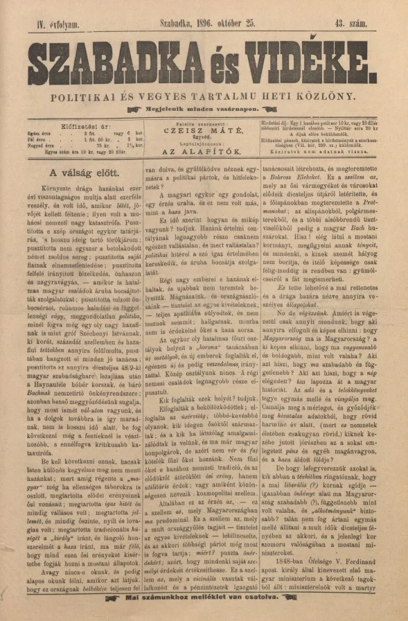 Szabadka és vidéke II, 4. évf. 1896. október 25. 43. sz.