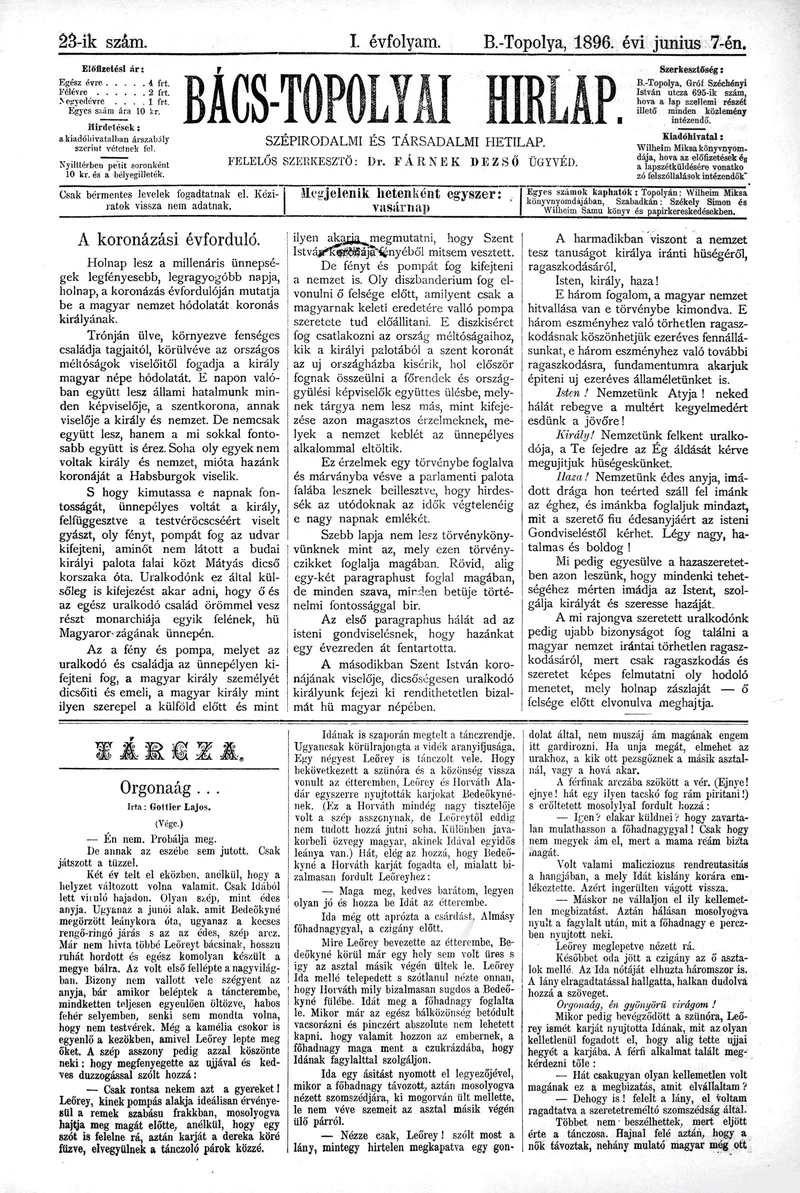 Bács-Topolyai Hirlap, 1. évf. 1896. június 7. 23. sz.