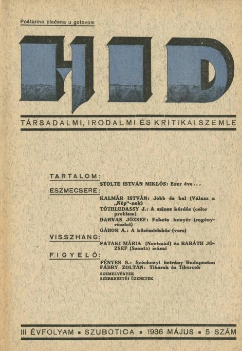 Híd, 3. évf. 1936. május. 5. sz. 1–24. oldal