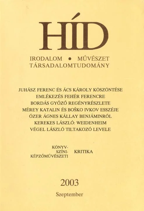 Híd, 67. évf. 2003. szeptember. 9. sz. 885–1028. oldal