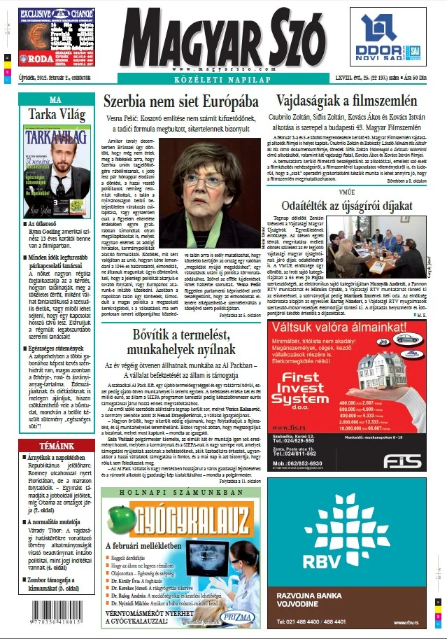 Magyar Szó, 69. évf. 2012. február 2. 25. sz. 1–20. oldal