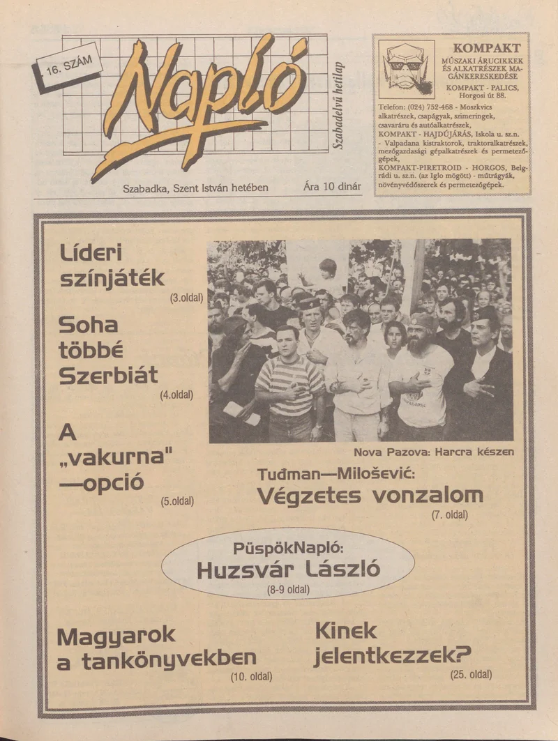 Napló - Szabadelvű hetilap, 1. évf. 1990. augusztus 22. 16. sz.