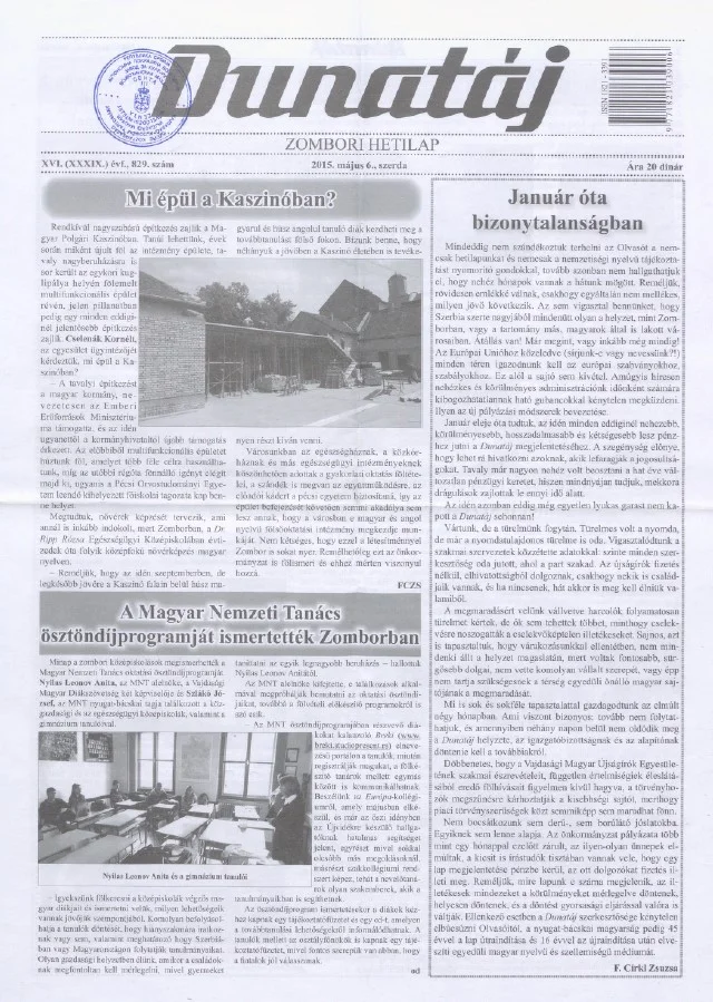 Dunatáj, 17. évf. 2015. május 6. 829. sz.