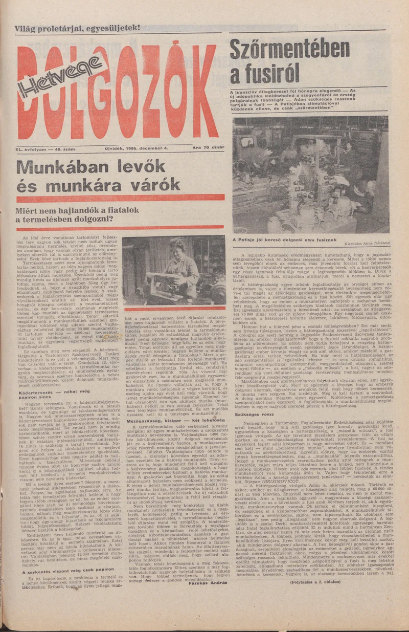 Dolgozók, 40. évf. 1986. december 4. 48. sz.