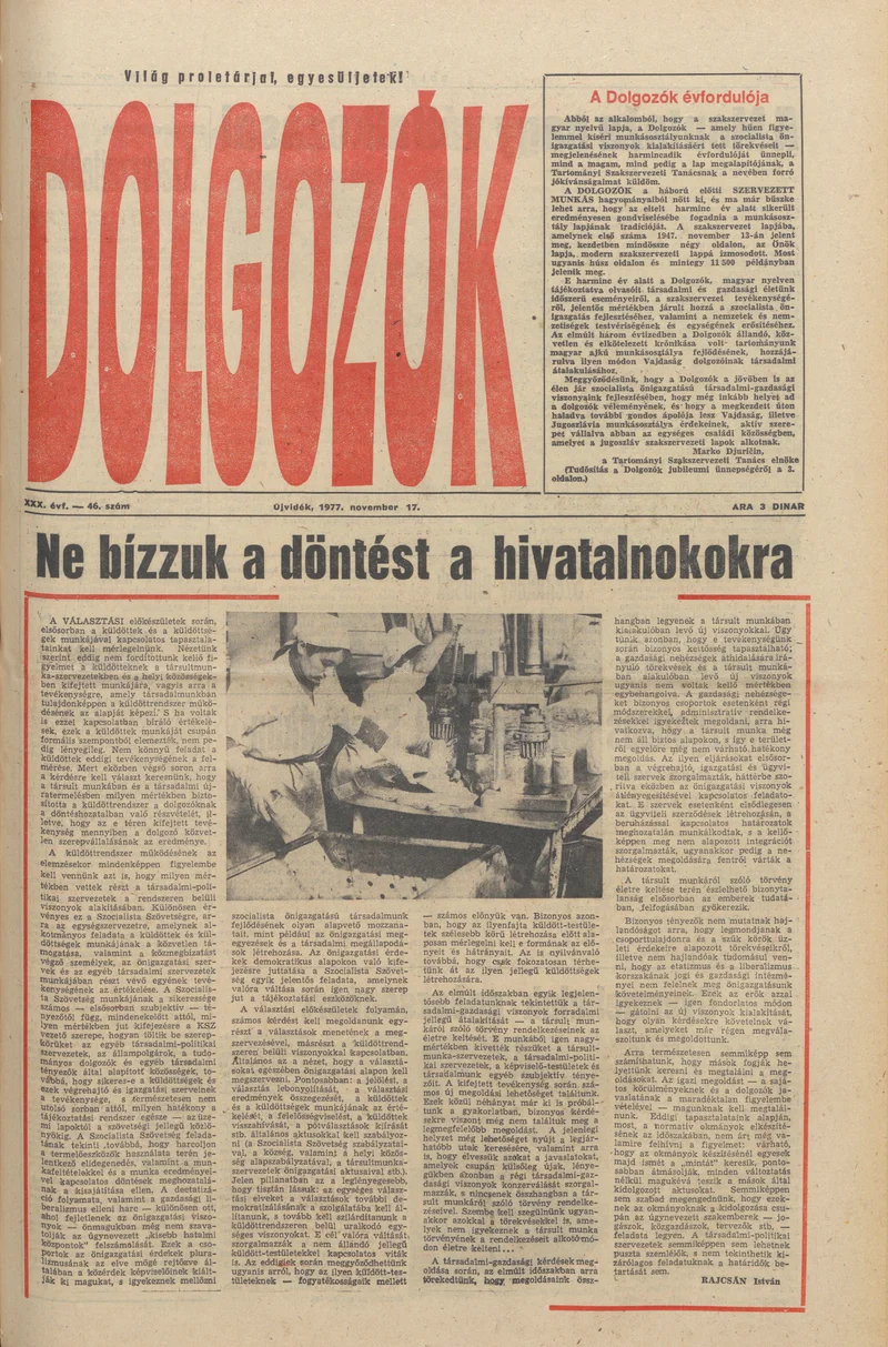 Dolgozók, 31. évf. 1977. november 17. 46. sz.
