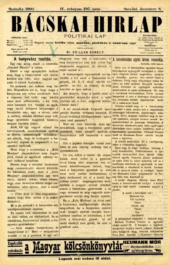Bácskai Hirlap, 4. évf. 1900. december 8. 186. sz.