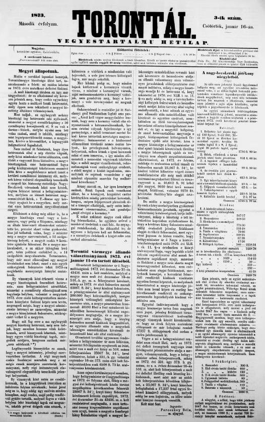Torontál, 2. évf. 1873. január 16. 3. sz.