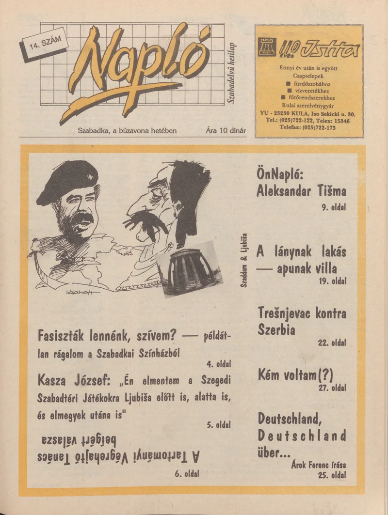 Napló - Szabadelvű hetilap, 1. évf. 1990. augusztus 8. 14. sz.
