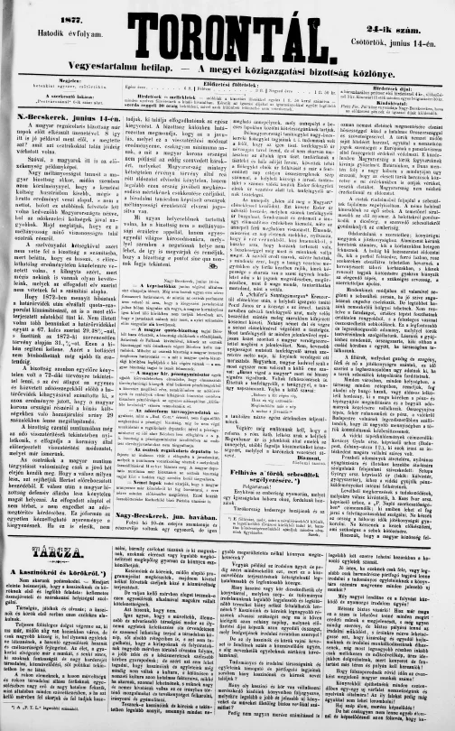 Torontál, 6. évf. 1877. június 14. 24. sz.