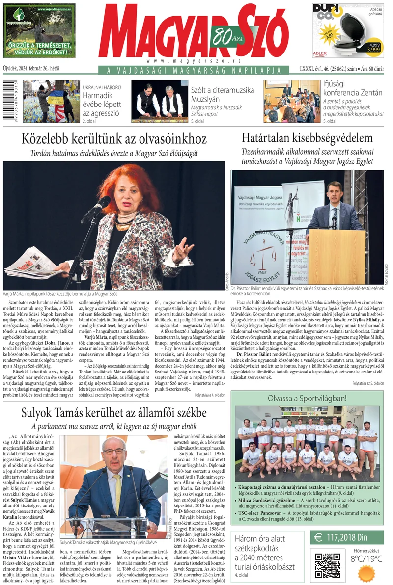 Magyar Szó, 81. évf. 2024. február 26. 46. sz. 1–16. oldal