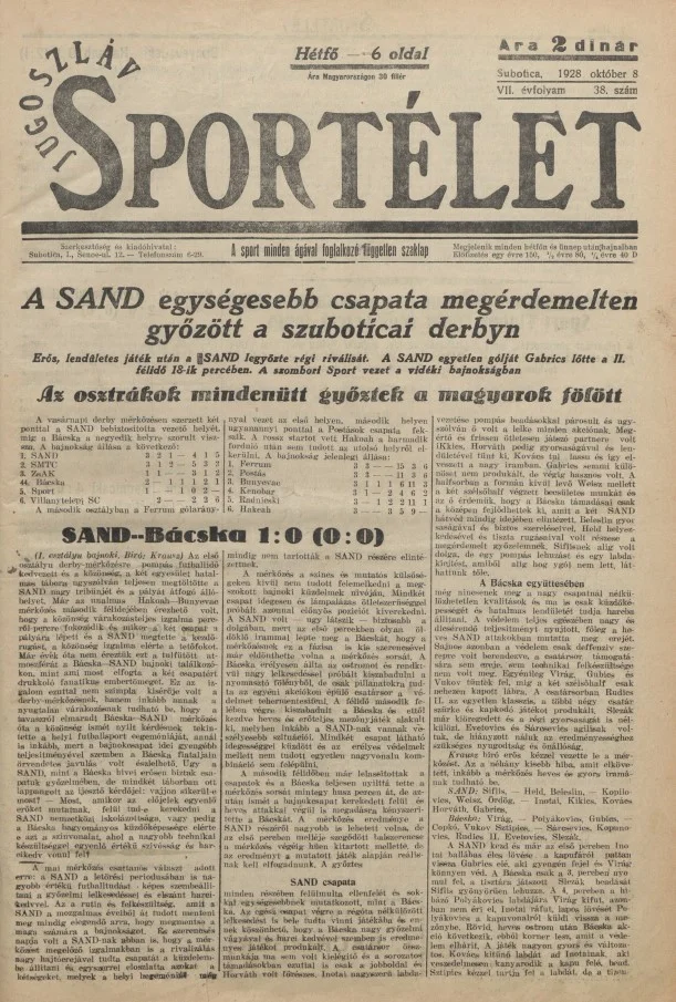 Jugoszláv sportélet, 7. évf. 1928. október 8. 38. sz.