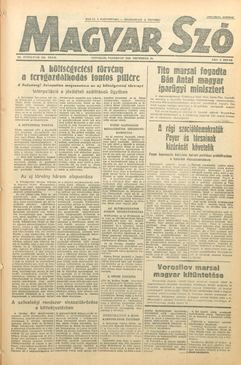 Magyar Szó, 3. évf. 1946. december 22. 304. sz. 1–6. oldal