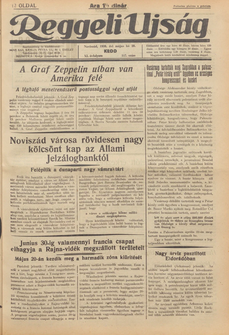 Reggeli Újság, 11. évf. 1930. május 20. 117. sz.