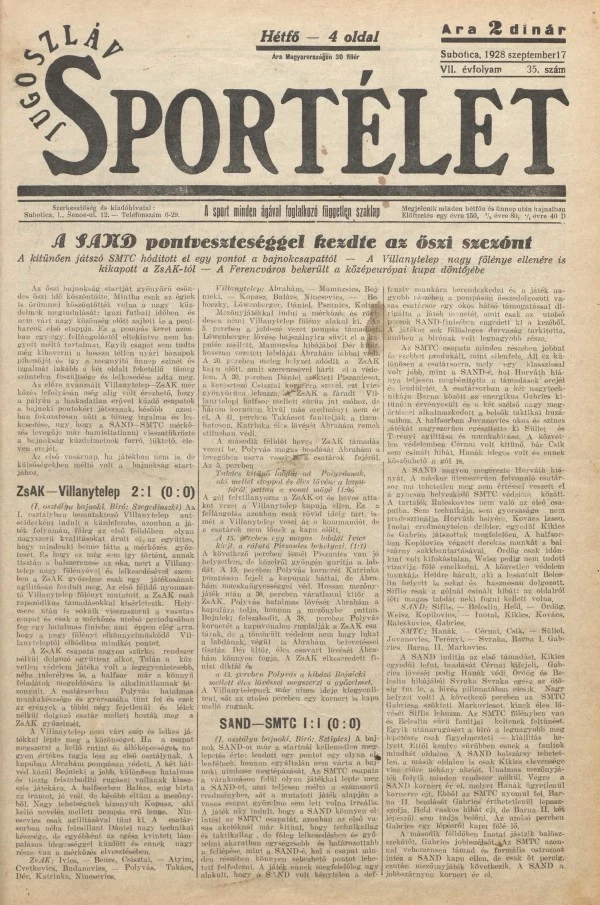 Jugoszláv sportélet, 7. évf. 1928. szeptember 17. 35. sz.