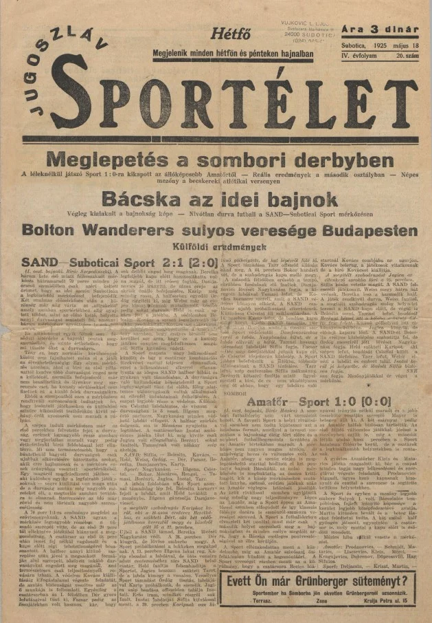 Jugoszláv sportélet, 4. évf. 1925. május 18. 26. sz.