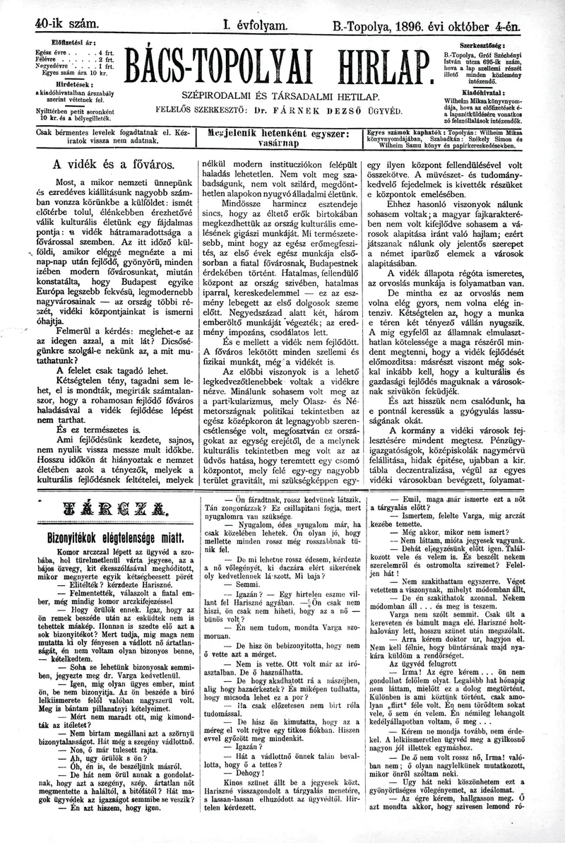 Bács-Topolyai Hirlap, 1. évf. 1896. október 4. 40. sz.
