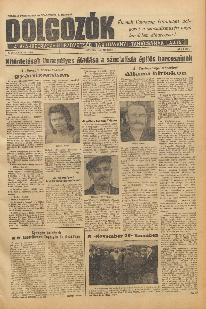 Dolgozók, 3. évf. 1949. március 11. 11. sz.