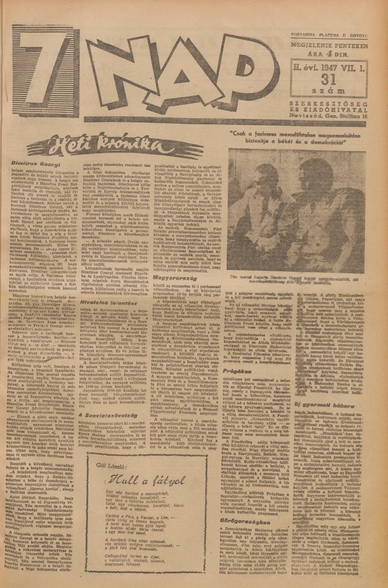 7 Nap, 2. évf. 1947. augusztus 1. 31. sz. 1–10. oldal