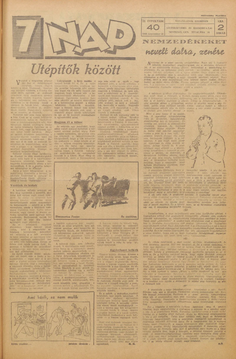 7 Nap, 3. évf. 1948. szeptember 29. 40. sz. 1–4. oldal