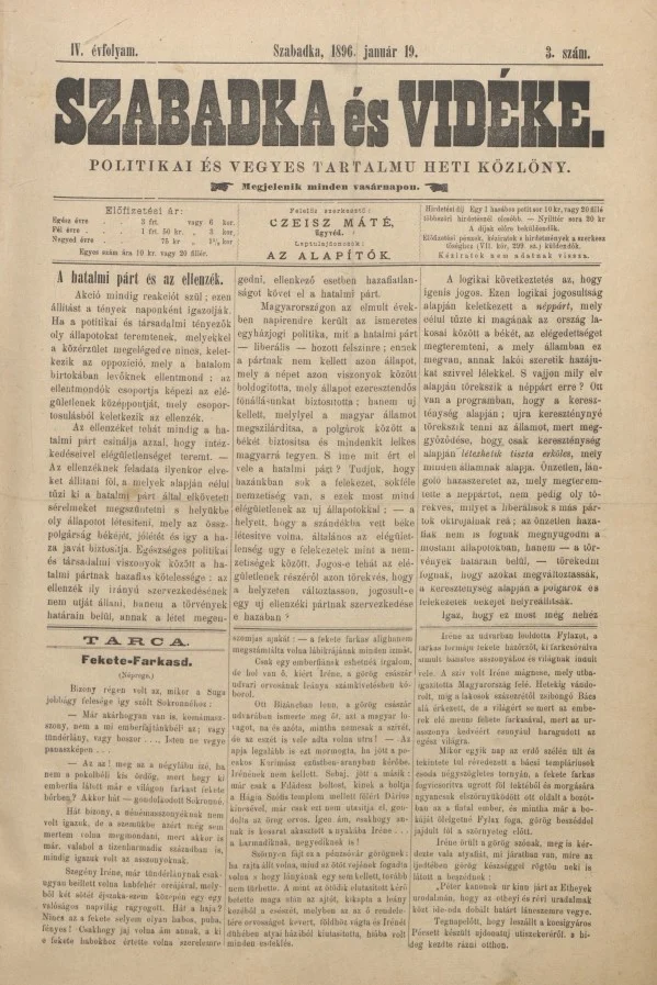 Szabadka és vidéke II, 4. évf. 1896. január 19. 3. sz.