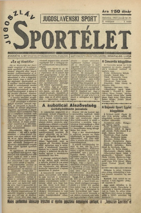 Jugoszláv sportélet, 2. évf. 1923. január 29. 3. sz.