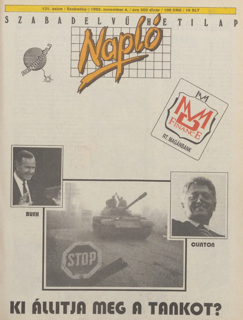 Napló - Szabadelvű hetilap, 3. évf. 1992. november 4. 131. sz.