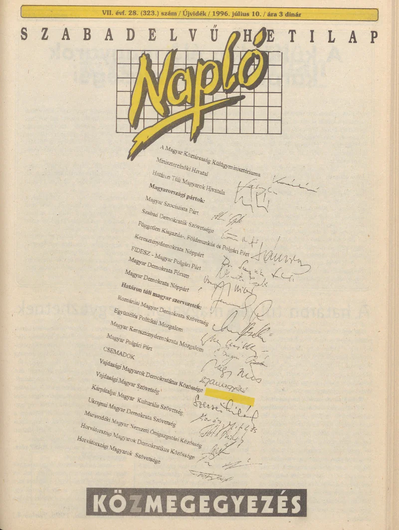 Napló - Szabadelvű hetilap, 7. évf. 1996. július 10. 323. sz.