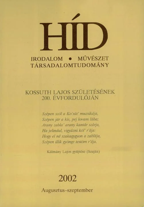 Híd, 66. évf. 2002. augusztus – szeptember. 8–9. sz. 977–1188. oldal