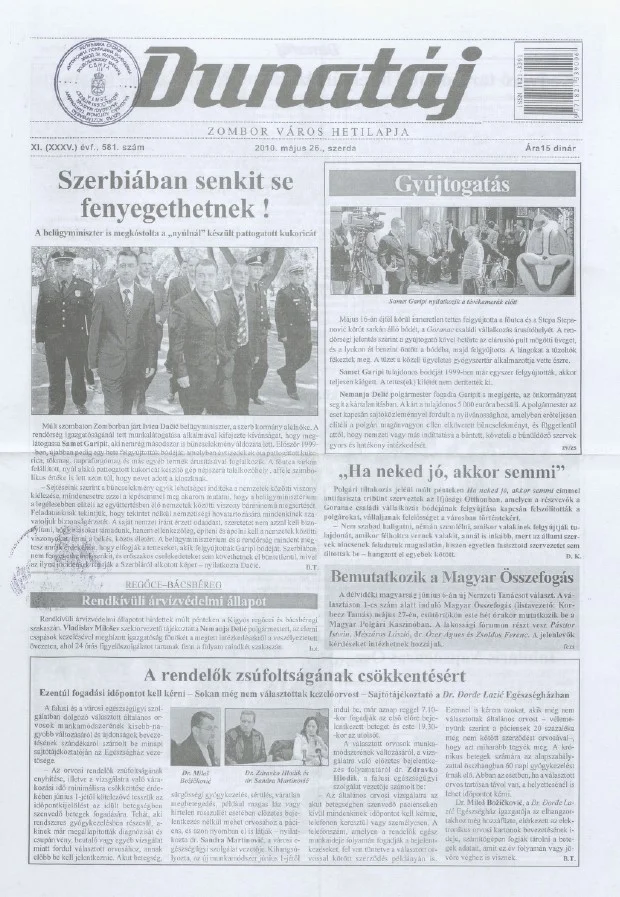 Dunatáj, 12. évf. 2010. május 26. 581. sz.