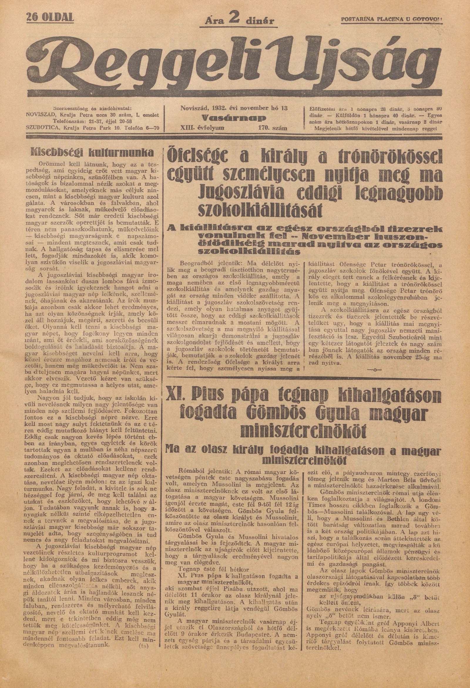 Reggeli Újság, 13. évf. 1932. november 13. 270. sz.