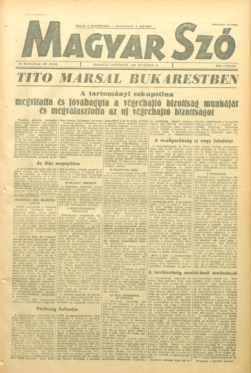 Magyar Szó, 4. évf. 1947. december 18. 307. sz. 1–8. oldal