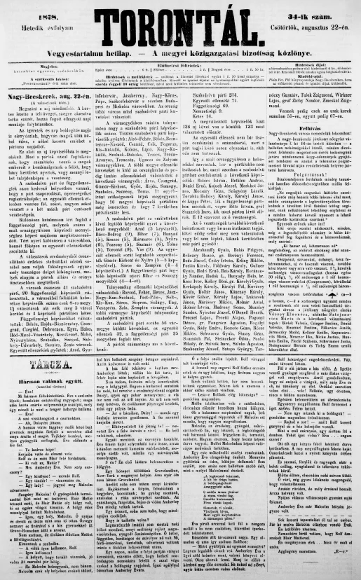 Torontál, 7. évf. 1878. augusztus 22. 34. sz.