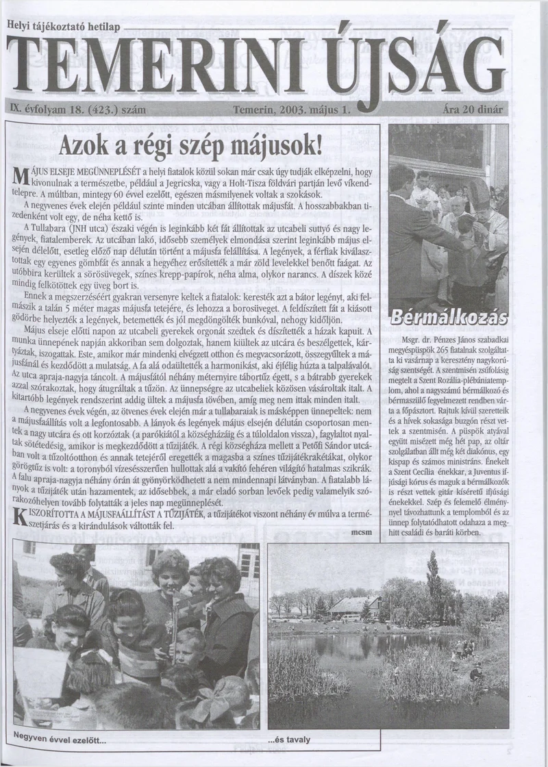 Temerini Újság, 9. évf. 2003. május 1. 18. sz.
